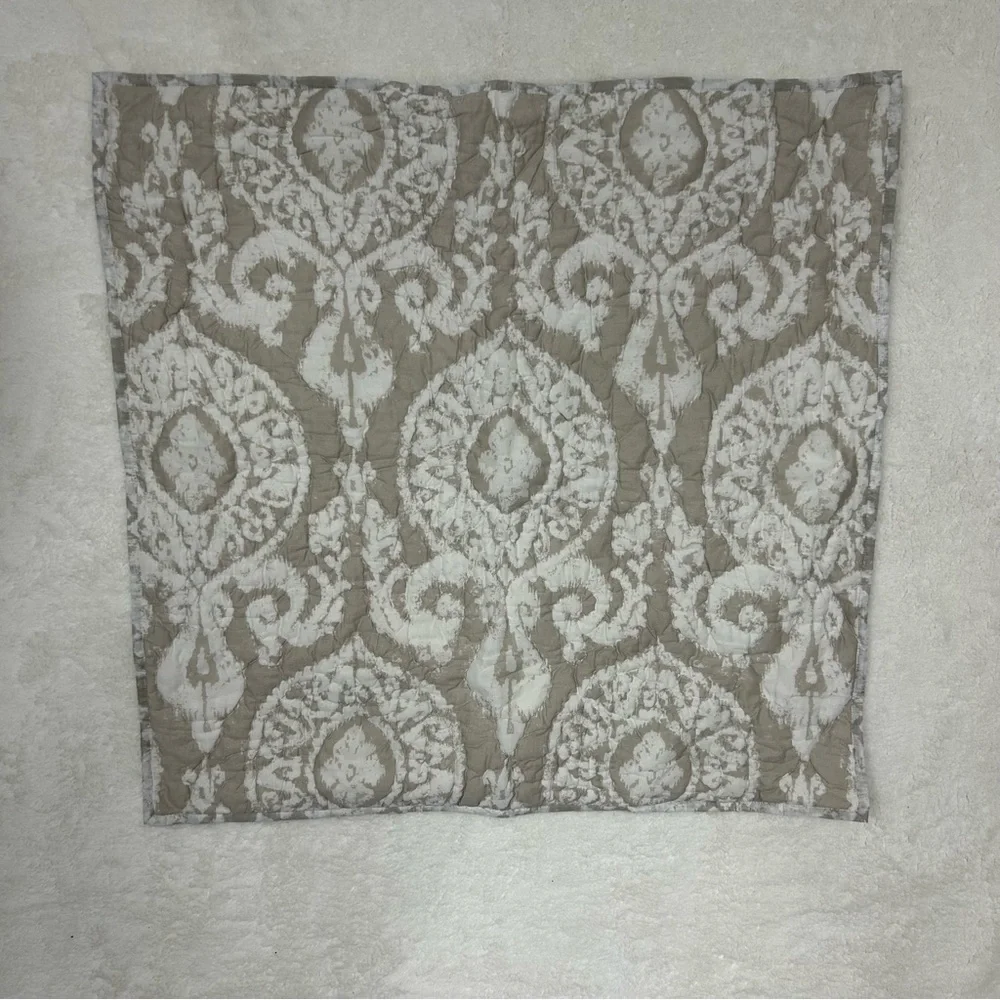 Pottery Barn Deepika Padukone Quilted Pillow Sham Cover Euro Square Neutral NEW